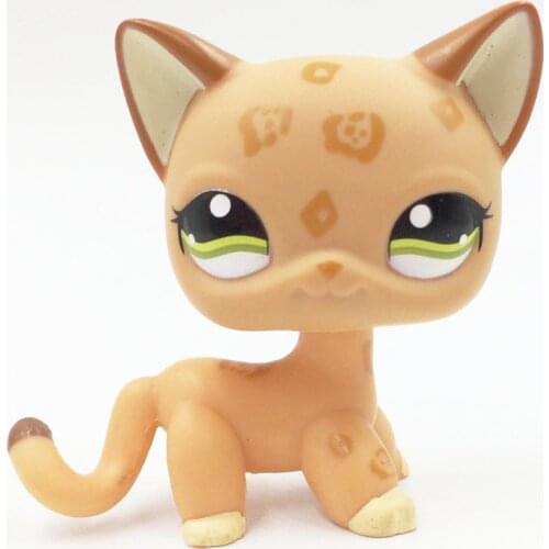 Lps Cat Rare Pet Shop Toys Standing Cat Short Hair Kitty #1120 with Green Eyes Original for Children Birthday Gifts