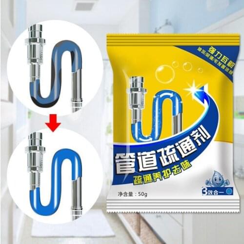 Powerful sink drain cleaners Sticks sewage decontamination to deodorant The kitchen toilet bathtub sewer cleaning powder 50g/pac