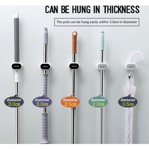 1pcs Wall Mop Hook Hanging Rack Powerful Traceless Broom Shelf Mop Clamp Stand Holder For Home Bathroom Accessories Dropshipping