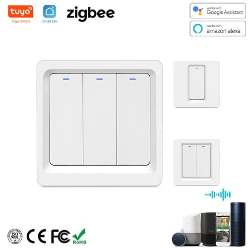 Tuya Zigbee Switch Wall Panel for Smart Home APP Remote Control EU UK Standard Work with Alexa Google Home 1 2 3 Gang