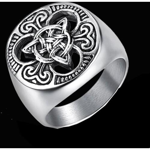 Stainless steel character geometry thor hammer mjolnir Viking ring for man`s gift Punk rock Lucky Jewelry