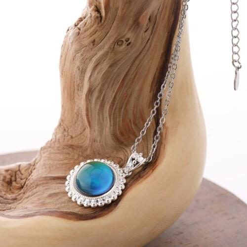 New Design Real Antique Silver Plating Mood Color Changing Copper Pendant Necklace MOJOKFNK-01