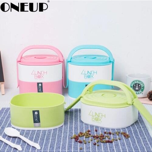 ONEUP Double layer 1690ml Cartoon Lunch Box For Kids Portable Microwavable Food Storage Container For Picnic School Students