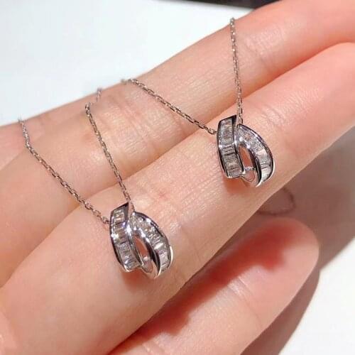 Cute Tiny Pear Water Drop 925 Sterling Silver CZ Zirconia Choker for Women Long Chain Mini Hollow Pendant Necklace Party Gift