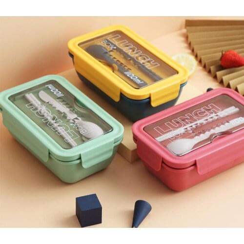 Creative Compartment Plastic Lunch Box Japanese Bento Box with Cutlery Simple Sealed Lunch Box student with Lunch Box