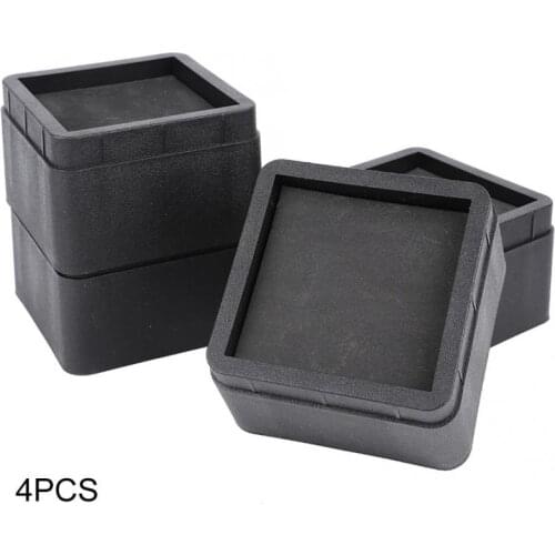 4PCS Durable Stackable Bed Risers Black Square Furniture Legs Floor Feet Bed Risers Protectors Floor Protector Pads Furniture