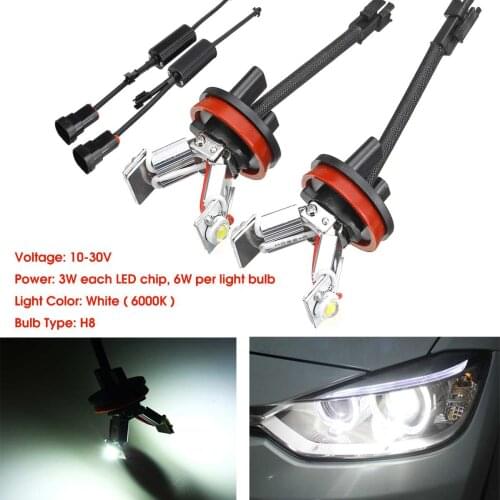 NEW 2Pcs LED Angel Eyes Halo RING Light Lamp H8 Bulb For BMW E82 E87 E90 E91 E92 M3 E93 E60 E61 E63 E70 X5 E71 X6 E89 Z4 6000K