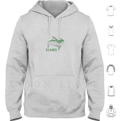 Piano Musical Instrument Hoodie Long Sleeve Piano Pianoforte Grand Piano Keyboard Fortepiano Keyboard Instrument