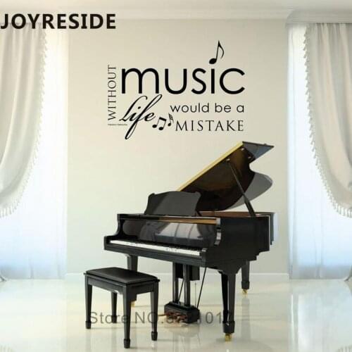 JOYRESIDE Music Wall Decal Life Would Be A Mistake Quotes Sticker Piano Music Room Decoration Vinyl Wall Decor Decal Words WM396