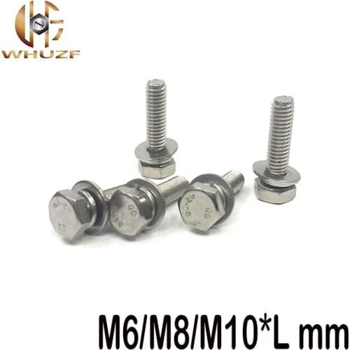 M6 M8 M10 304 stainless steel screws external hex screws trimming Three combination screws M5 bolts