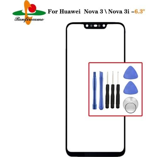 Outer Screen For Huawei Nova 3 PAR-LX1 PAR-LX9 \Nova 3i INE-LX2 Front Touch screen Panel LCD Display outer Glass Cover Lens