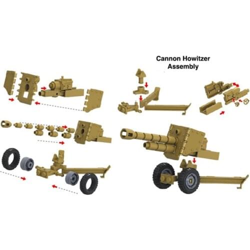 Military Suitable for Kids Birthday Present Interested DIY Model Educational Building Blocks Cannon Howitzer Compatible Military