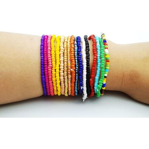 Bohemian Beach Seed Bead Bracelet 2020 New Design Fashion Hot Selling Charm Colorful Bead Stretch Elastic Ankle Bracelet Women