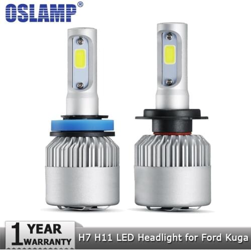 Oslamp H7 Low Beam H11 High Beam COB Car LED Headlights Bulbs 72W 8000lm 6500K Led Headlamp Car Light Bulb 12V 24V for Ford Kuga