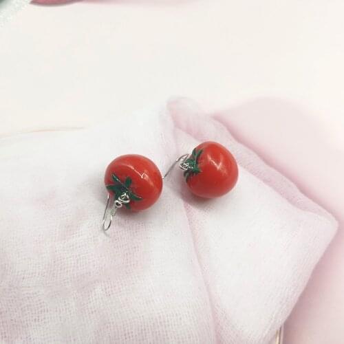 1Pair Korea Lovely Cute Tomato Drop Earrings for Women Girl Fashion Simulated Food Earings Birthday Gifts EC54