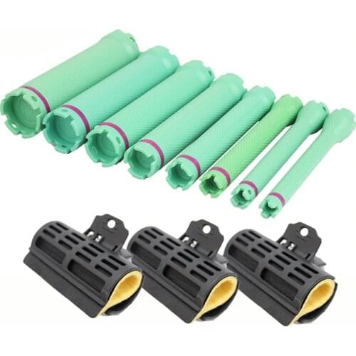 10pcs 24V Digital Hair Hot Perm Rods & 10pcs Heat Retaining Sponge Clips Set Electirc Curl Bars Rollers Curlers with Clamps 1292