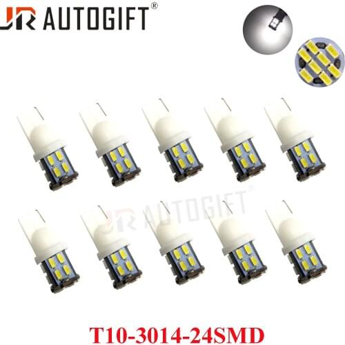 100PCS car styling T10 led 24smd 3014 SMD Car Bulb Car Auto LED T10 24led 194 W5W Wedge Light Bulb Lamp t10 24SMD White light