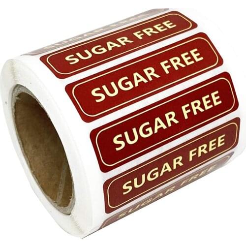 2x0.5 Inch Adhesive Sugar Free Labels Food Allergies Warning Label Stickers For Package Jar Bottle Rotation Labels On Medical