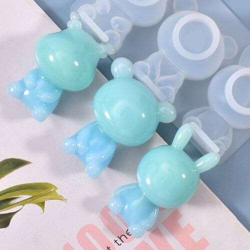 3D Flat Double Triple Bear Type DIY Epoxy Silicone Mould Resin Necklace Craft Jewellery Making Tools Mold Resin Molds For Doll