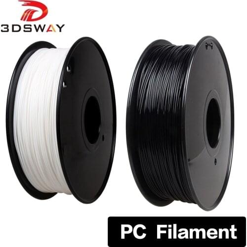3DSWAY PC 1.75mm Filament 1kg Polycarbonate Toughness Consumables Black White Transparent Material for 3D Printer Multi-Colors