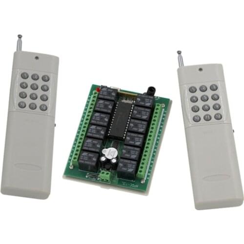 DC12V 24V 12CH 12CH Radio Controller RF Wireless Remote Control Switch System,315/433 Mhz, 2 X Transmitters + Receiver