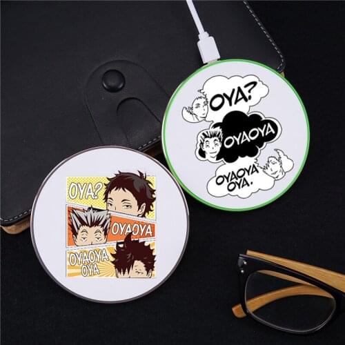 Japan Anime Oya Haikyuu Qi Wireless Charger For iPhone 11 Pro 12 8 X XR XS Max 10W Fast Charging For Samsung S10 S9 USB Desk Pad