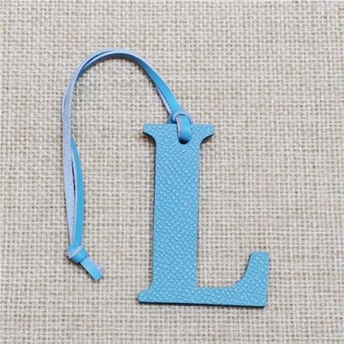 Rainbery DIY Alphabet A-Z L Genuine Leather Initial Capital English Letter Keychain Backpack Pendant Ladies Women Bag Charm