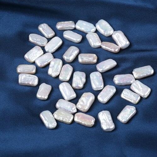Hot Selling Natural White Cultured Freshwater Pearl Rectangle Shape Loose Beads No Hole