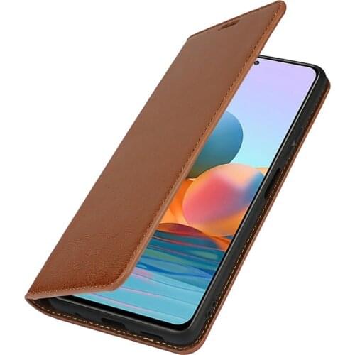 Genuine Leather Case For Xiaomi Redmi Note 10 5G Capa Folio Book Wallet Redmi Note 10T Flip Stand Cover Xiaomi Redmi Note 10 Pro