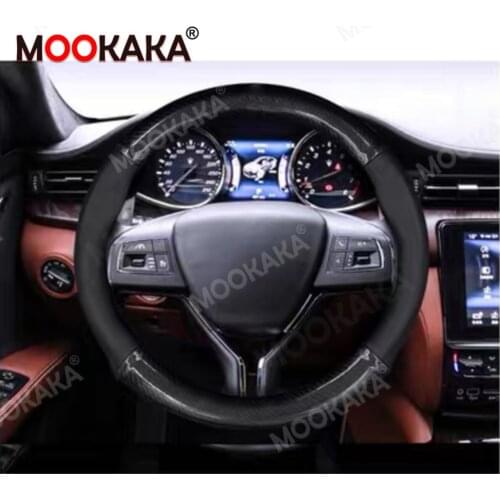 Car Steering Wheel Cover Breathable Leather Wheel Cover For Maserati Auto Decoration Carbon Fiber Steering Wheel Cover