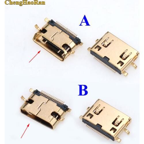 ChengHaoRan 1pcs 19Pin C Type Sinking plates 0.8mm SMT+DIP foot Gold plating MINI HDMI Female Socket
