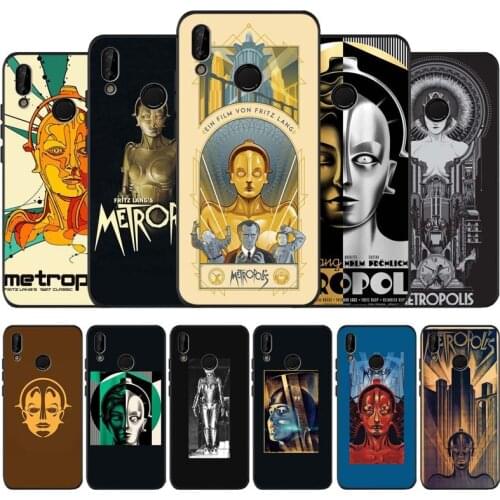 Metropolis black soft Phone Case for huawei P40 P30 P20 P10 Pro lite P9 Lite nova 4E 6SE Psmart 2019 Y6 9 Prime