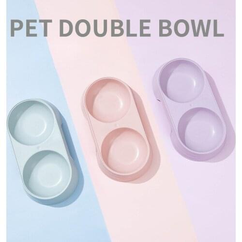 Double Cat Bowl Dog Bowl Pet Feeding Macarone Cat Water Food Bowl Anti-overturning Pet Bowls Feeder For Cats Dogs Pet Supplies