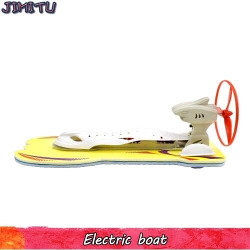 Electric Boats Model Kits Toys for Boys Science Child Experiment Physics Wind Power Speedboat Handmade Assembly Outdoor Toy