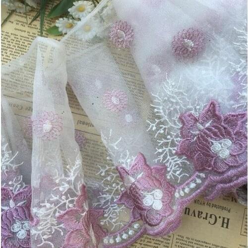 1 Meter Purple Pink Lace fabrics Embroidered Lace Trim High Quality DIY Craft Sewing Dress Clothing 2020 Lace Trims