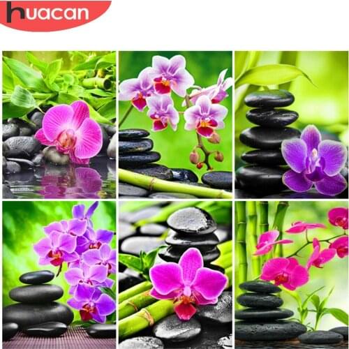 HUACAN 5D Diy Diamond Painting Flower Cross Stitch Phalaenopsis Diamond Embroidery Stone Mosaic Handcraft Gift For Women