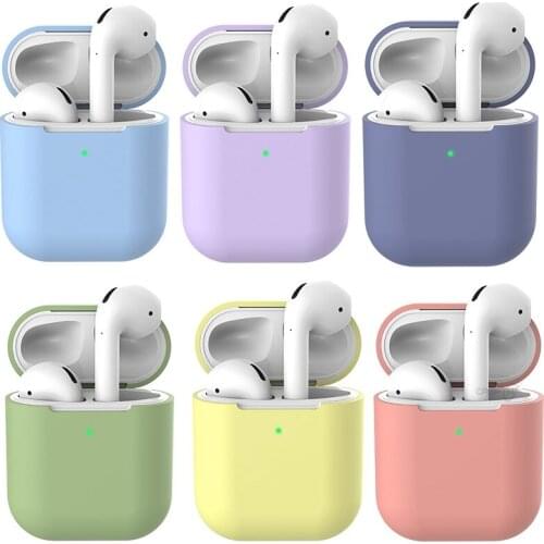 Red AirPods 2 Colorful Case Protective Cover Case Shockproof Cover for Apple AirPods Wireless Headphone Charging Box Pouch Bags