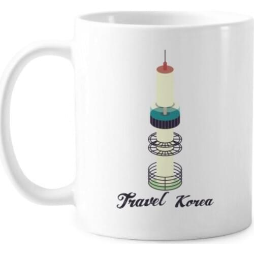 Visiting Seoul Tower in South Korea Classic Mug White Pottery Ceramic Cup Gift With Handles 350 ml