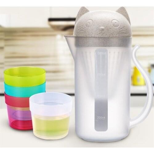 Outdoor Picnic Water Cup Kettle Set Cute Cat Plastic Household Heat-resistant Explosion-proof Portable Teapot with Filter Strain