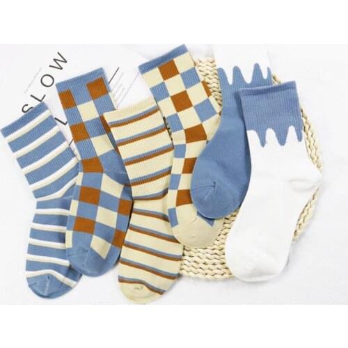 2020 New Womens Socks British Plaid Striped Socks Summer Comfortable Harajuku Patchwork Color Retro Long Socks Ladies Fashion