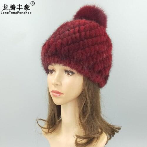 New Design Thick Fur hats Girl beanies Caps Winter Mink Fur Hats For Women Genuine Mink Fur Hat Beanies Caps Free Shipping