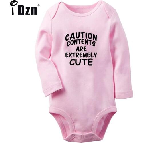 Caution Contents Are Extremely Cute Fun Printed Baby Boys Rompers Cute Baby Girls Bodysuit Newborn Jumpsuit Long Sleeves Clothes