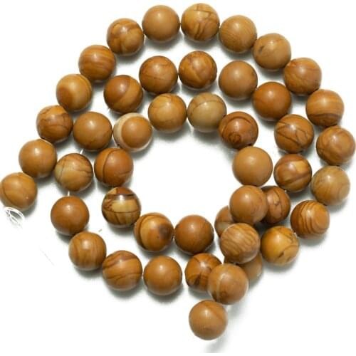 Wholesale Natural Stone Brown Wood Grain Beads Round Loose Beads for Jewelry Making 4mm 6mm 8mm 10mm 12mm DIY Bracelet Necklace