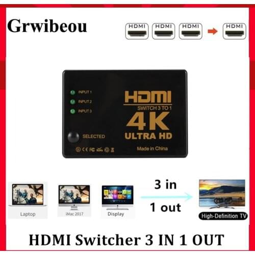 Grwibeou 3 Port 4K*2K 1080P Switcher HDMI Switch Selector 3x1 Splitter Box Ultra HD for HDTV Xbox PS3 PS4 Multimedia HOT Selling