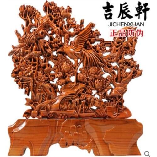 Peach Wood Birds to Phoenix Set up a peach wood carving craft Business Feng Shui Home Accessories Opening Office Gifts Wang Busi