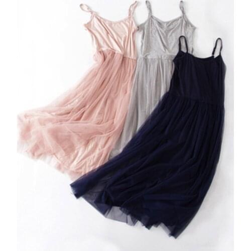 Women Sleeveless Mesh Patchwork Basic Spaghetti Strap Dress For Women Spring Autumn Tulle Elastic Lace Vest Dress Female