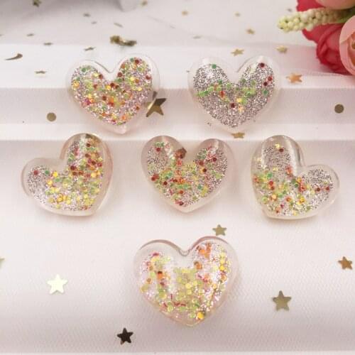 Resin Glitter Colourful Mini Dot Flatback Cabochon Heart Rhinestone 6pcs DIY Scrapbook Decor Home Crystal Figurines Craft