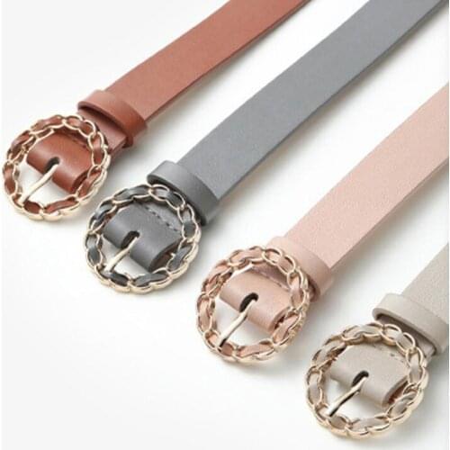 Kemeiqi round belt buckle all-match ladies belt belt fashion decorative dress thin belt female belt multi-color fashion ladybelt