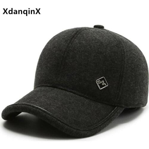 XdanqinX Snapback Cap Adjustable Size Winter Mens Cap Thick Warm Baseball Caps New Thermal Male Bone Casual Sports Cap Dad Hat
