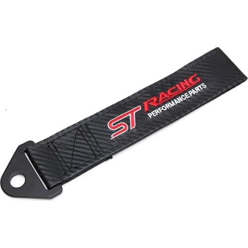 Carbon fiber cloth Trailer Tow Rope Belt for ST emblem Car Front bumper RACING decoration for Ford Chevrolet Dodge accessories